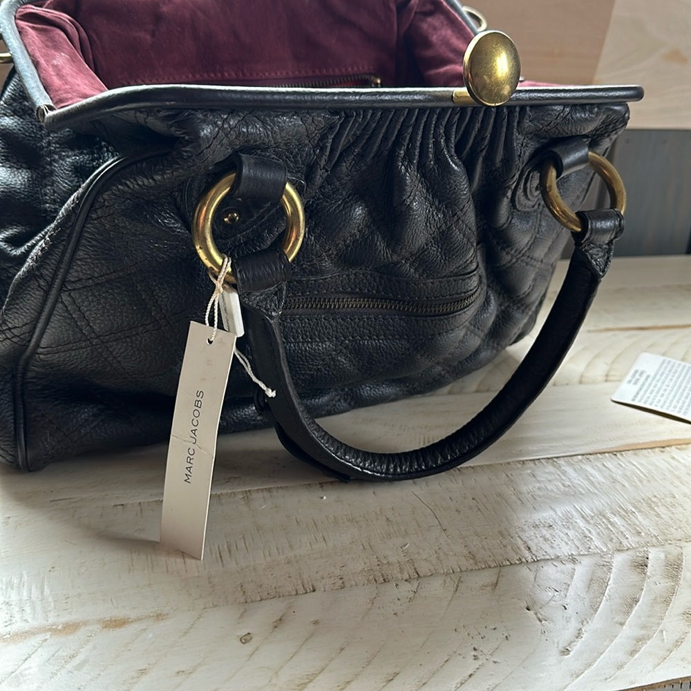 MARC JACOB QUILTED Dark brown bag with suede lining